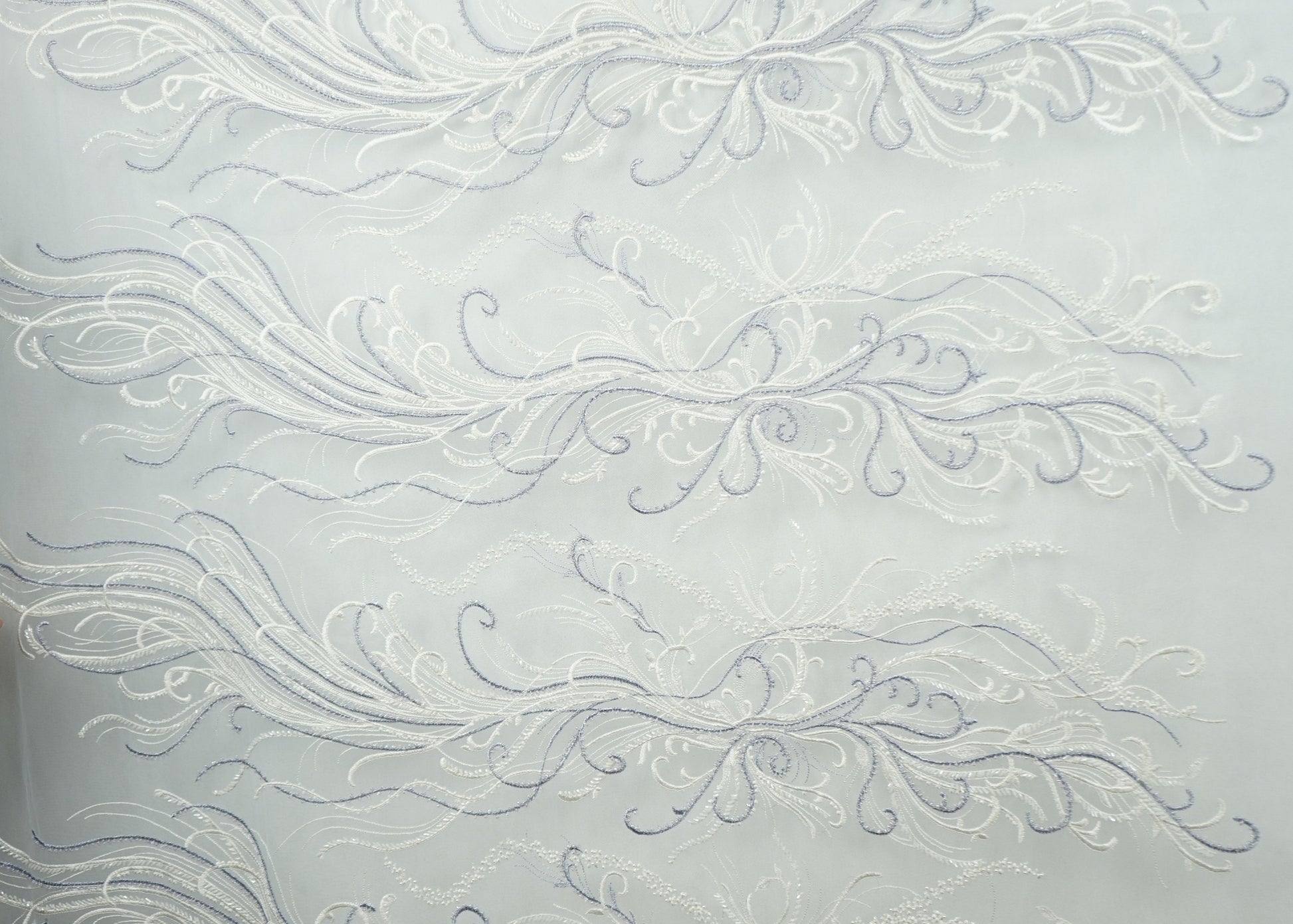 Beautiful lace fabric with beads,wedding lace in white with lilac, stripe lace fabric, bridal lace, evening dress fabric LL-1135