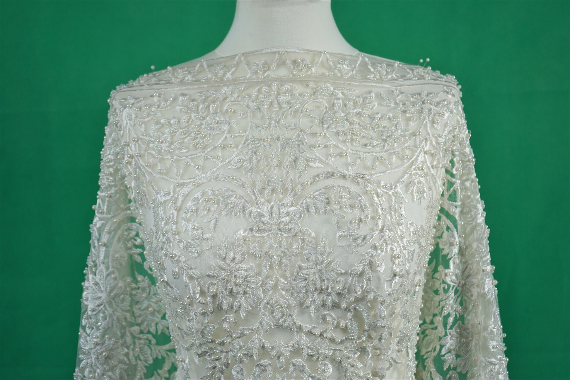 Offwhite lace fabric, Bridal lace fabric, Embroidered lace fabric, Wedding Lace, French, Net Lace, Flower Lace LL-1114