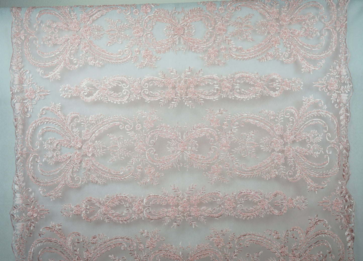 Schöne rose Spitze Stoff, Braut Spitze Stoff, bestickte Spitze, Hochzeit Spitze, Spitze Stoff in rosé, Blume Spitze mit Ornamenten LL-1129