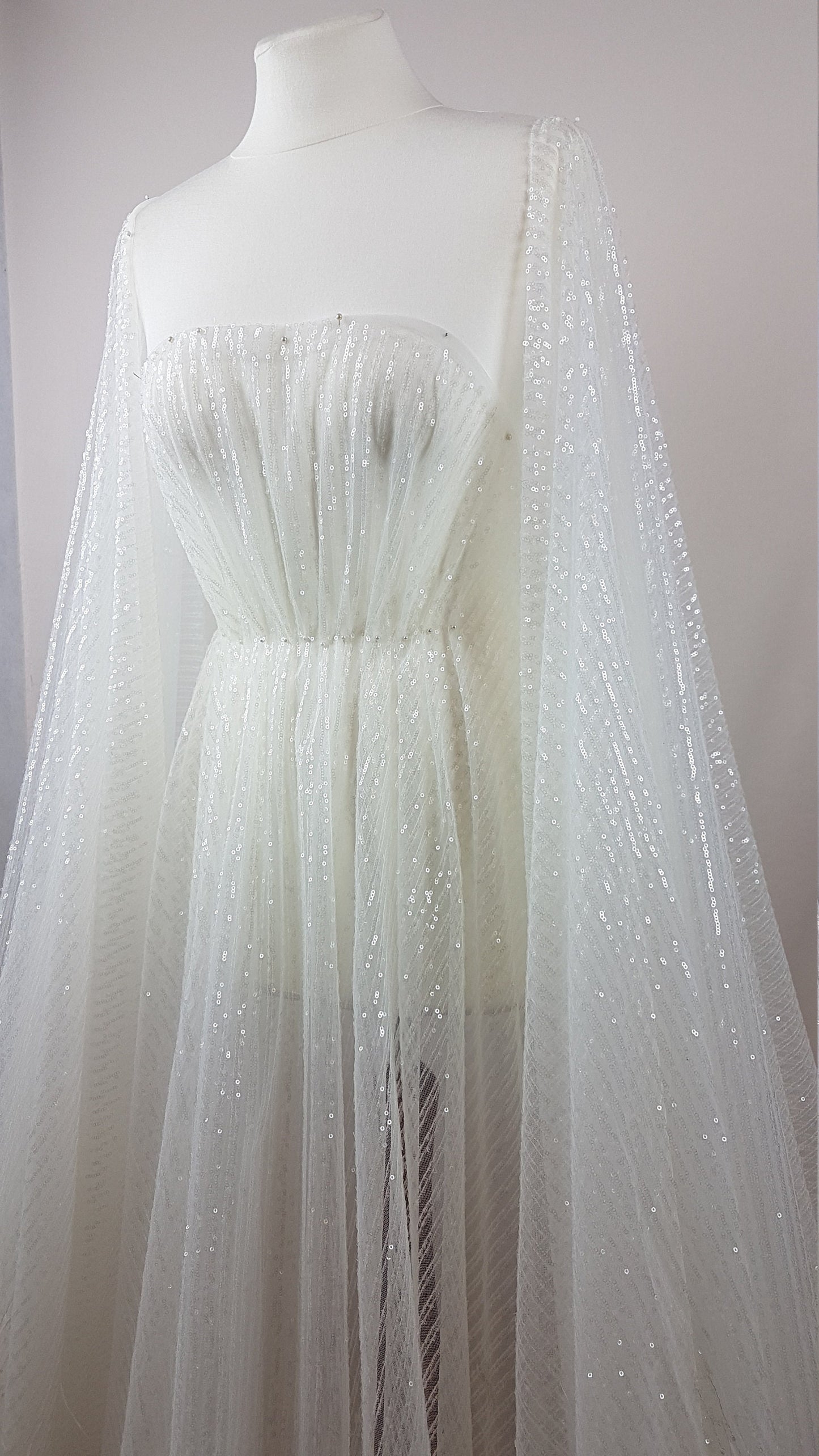 Stunning 3D French Lace Fabric in white with feathers and sequins, wedding lace fabric, bridal lace fabric, embroidery lace fabric LL-1110