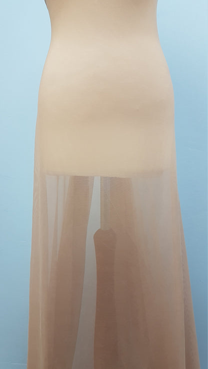 Elastic Mesh Fabric in skin color, 4 way stretch for invisible mesh inserts on dresses, evening wear, bridal wear or dance costumes