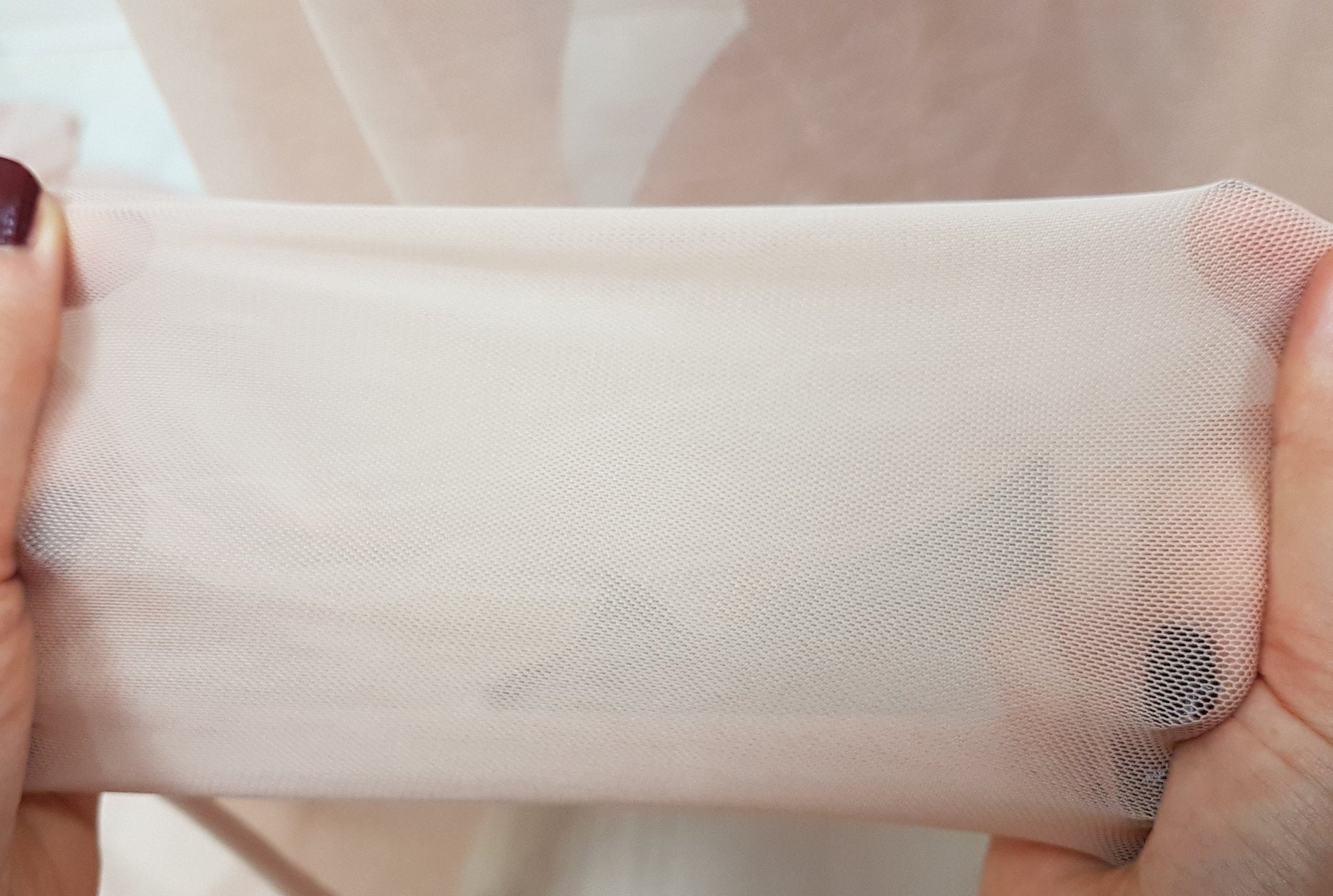 Elastic Mesh Fabric in skin color, 4 way stretch for invisible mesh inserts on dresses, evening wear, bridal wear or dance costumes