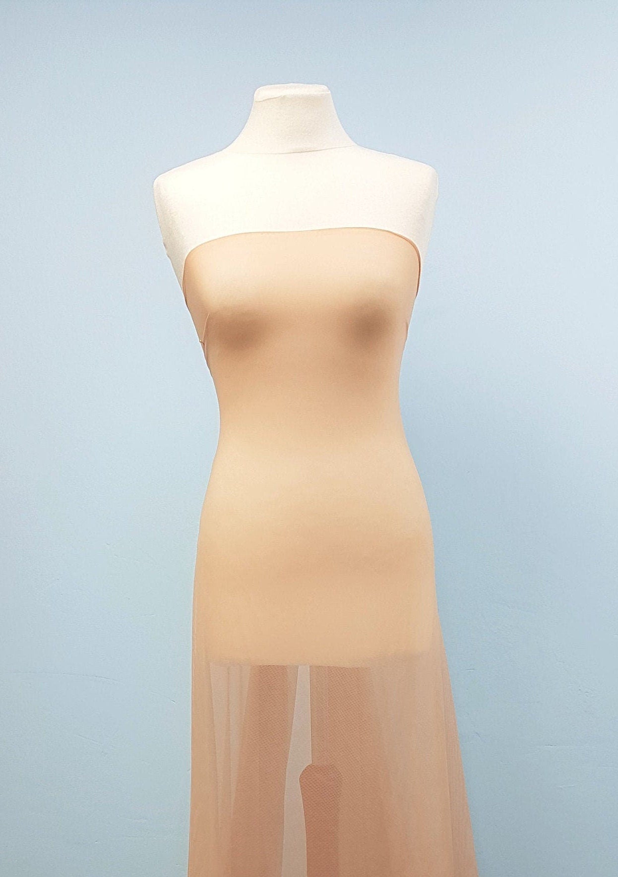 Elastic Mesh Fabric in skin color, 4 way stretch for invisible mesh inserts on dresses, evening wear, bridal wear or dance costumes