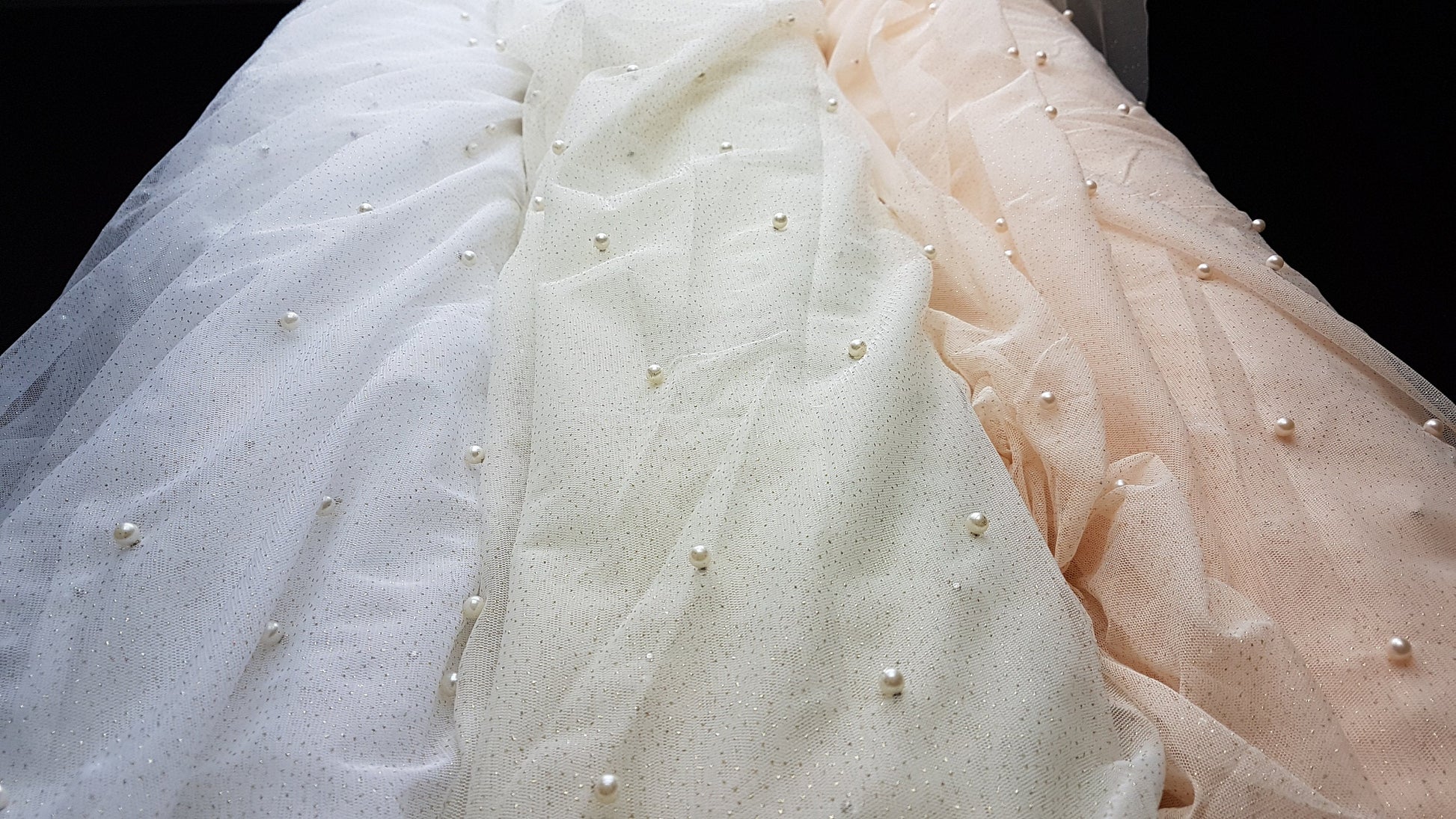 Glitter Pearl-Tulle Fabric for bridal veils and wedding dresses, beautiful soft tulle fabric, veil tulle, white tulle, colored bridal tulle