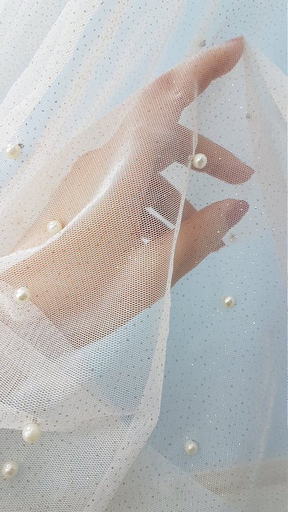Glitter Pearl-Tulle Fabric for bridal veils and wedding dresses, beautiful soft tulle fabric, veil tulle, white tulle, colored bridal tulle