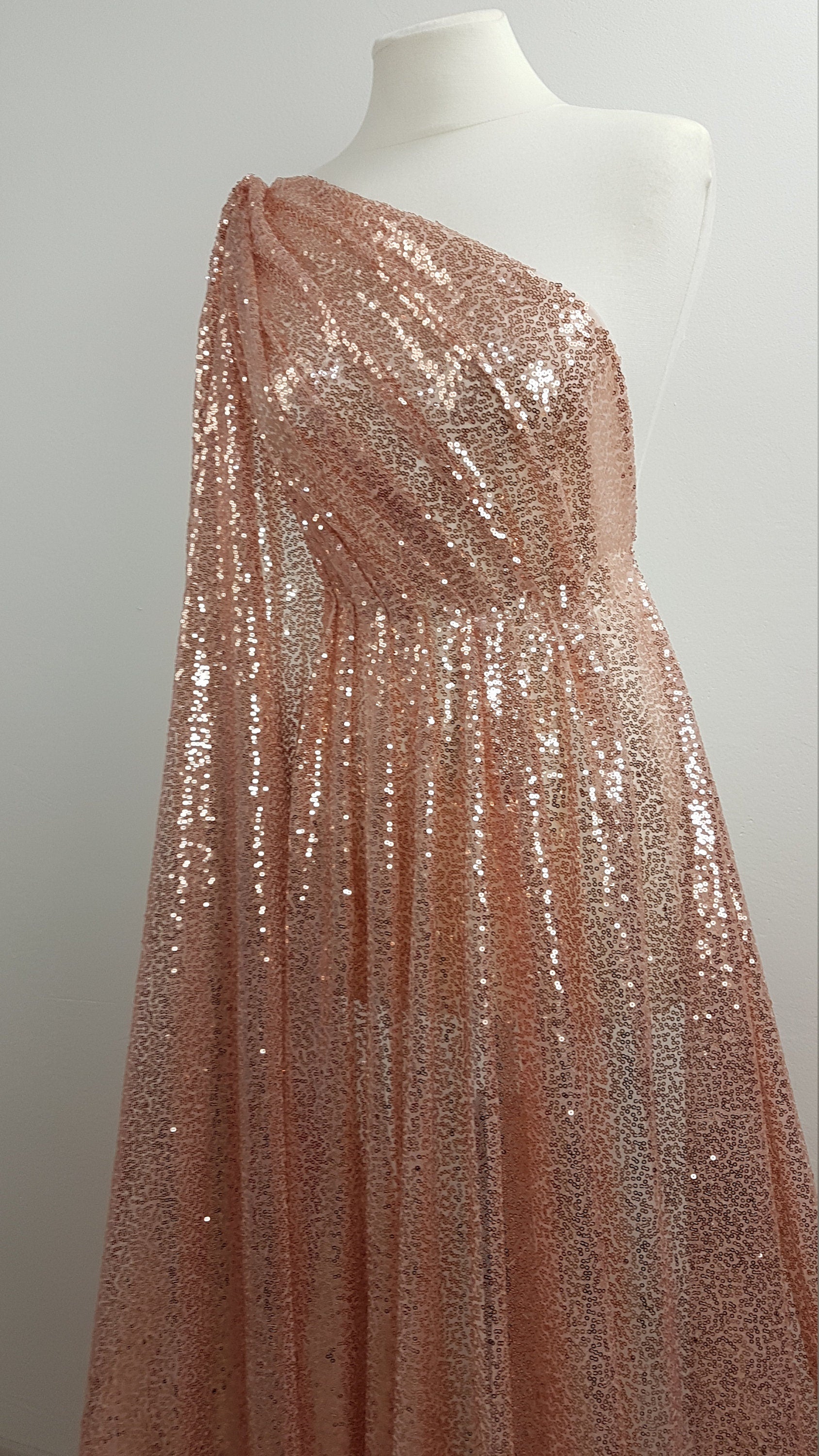 Rosegold fabric with shiny sequins, beautiful sparkling mesh fabric for wedding, engagement or parties, transparent mesh fabric LL-1166