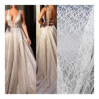 Glitter Tulle Fabric for wedding dresses, glitter mesh fabric, bridal glitter fabric in white LL-1103, roségold LL-1404 or winered LL-1448
