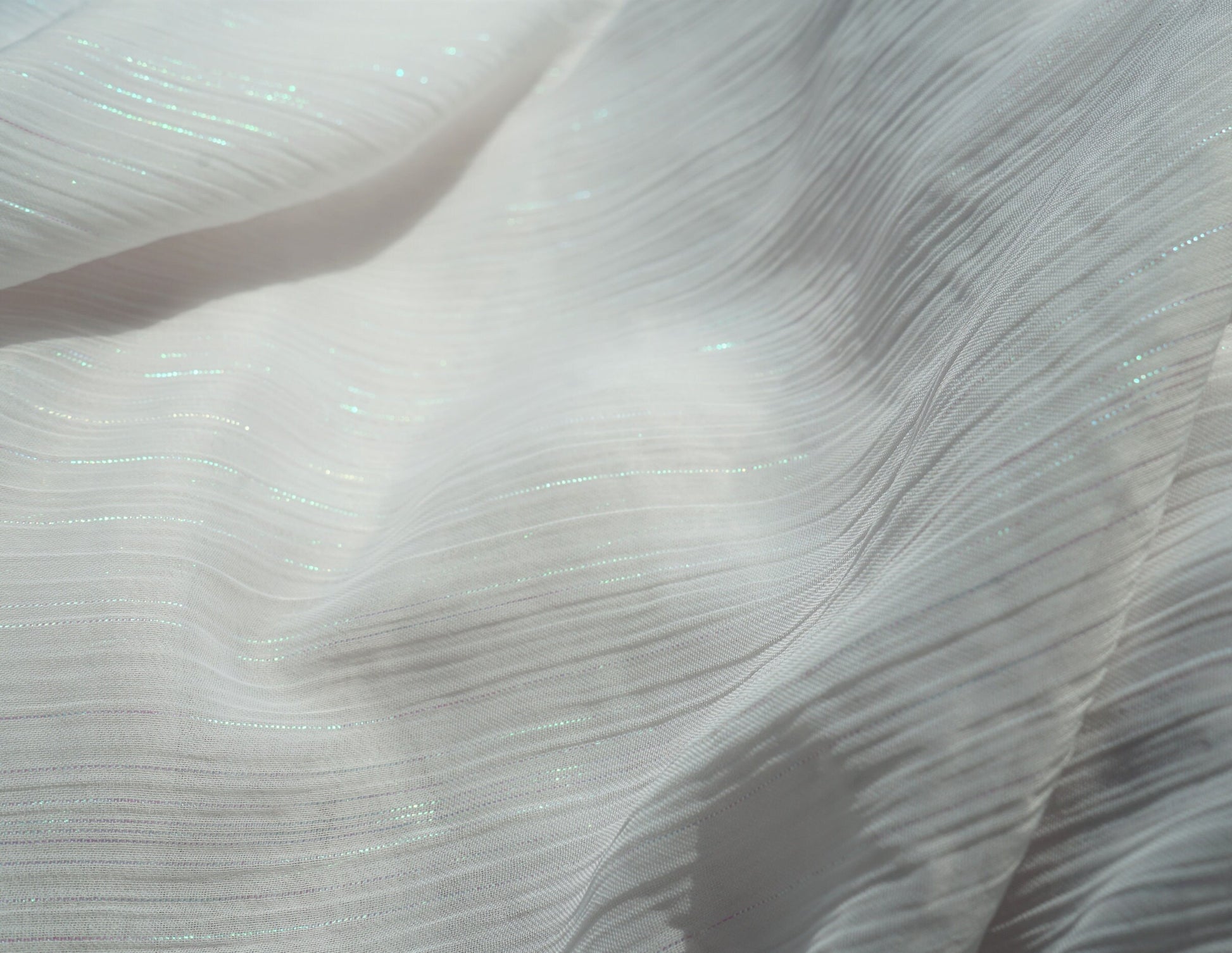 chiffon fabric in white LL-1172 or mint LL-1169, sparkling metal stripes, high and soft quality fabric for beach bridal dresses, bridal wear