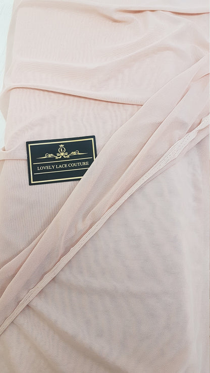 Elastic Mesh Fabric in skin color, 4 way stretch for invisible mesh inserts on dresses, evening wear, bridal wear or dance costumes