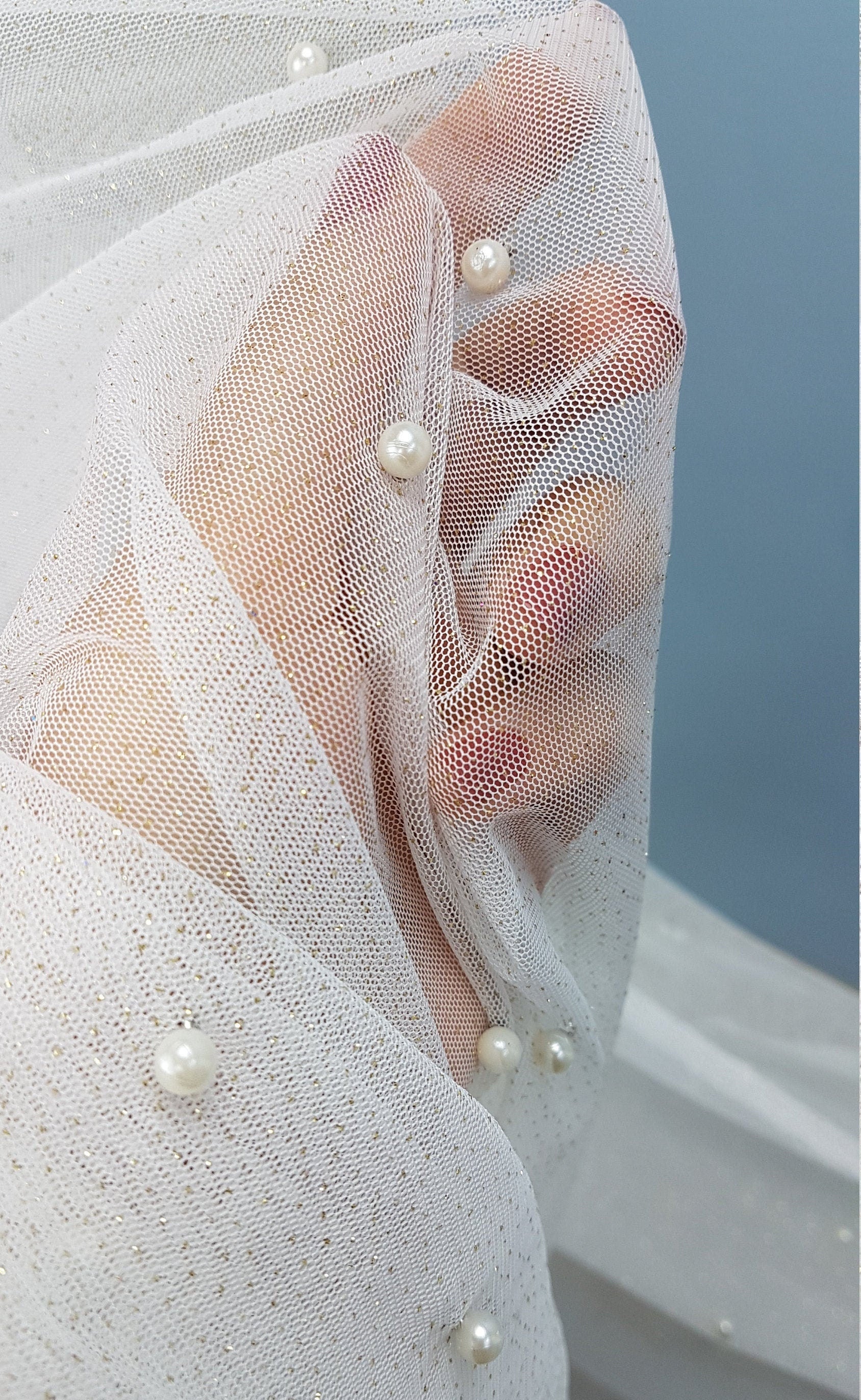 Glitter Pearl-Tulle Fabric for bridal veils and wedding dresses, beautiful soft tulle fabric, veil tulle, white tulle, colored bridal tulle