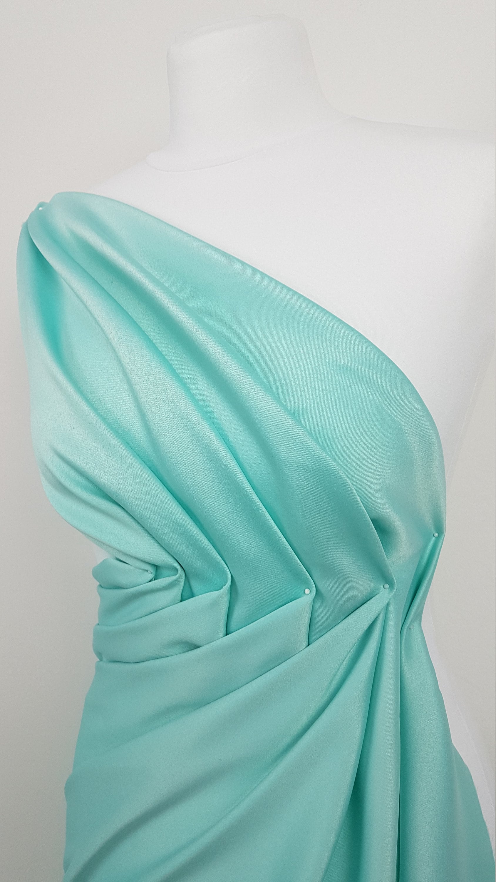 Italian Satin Fabric in beautiful white, ivory, beige-gold, mint, blue or dark green color, fabric for dresses or jumpsuits, High quality