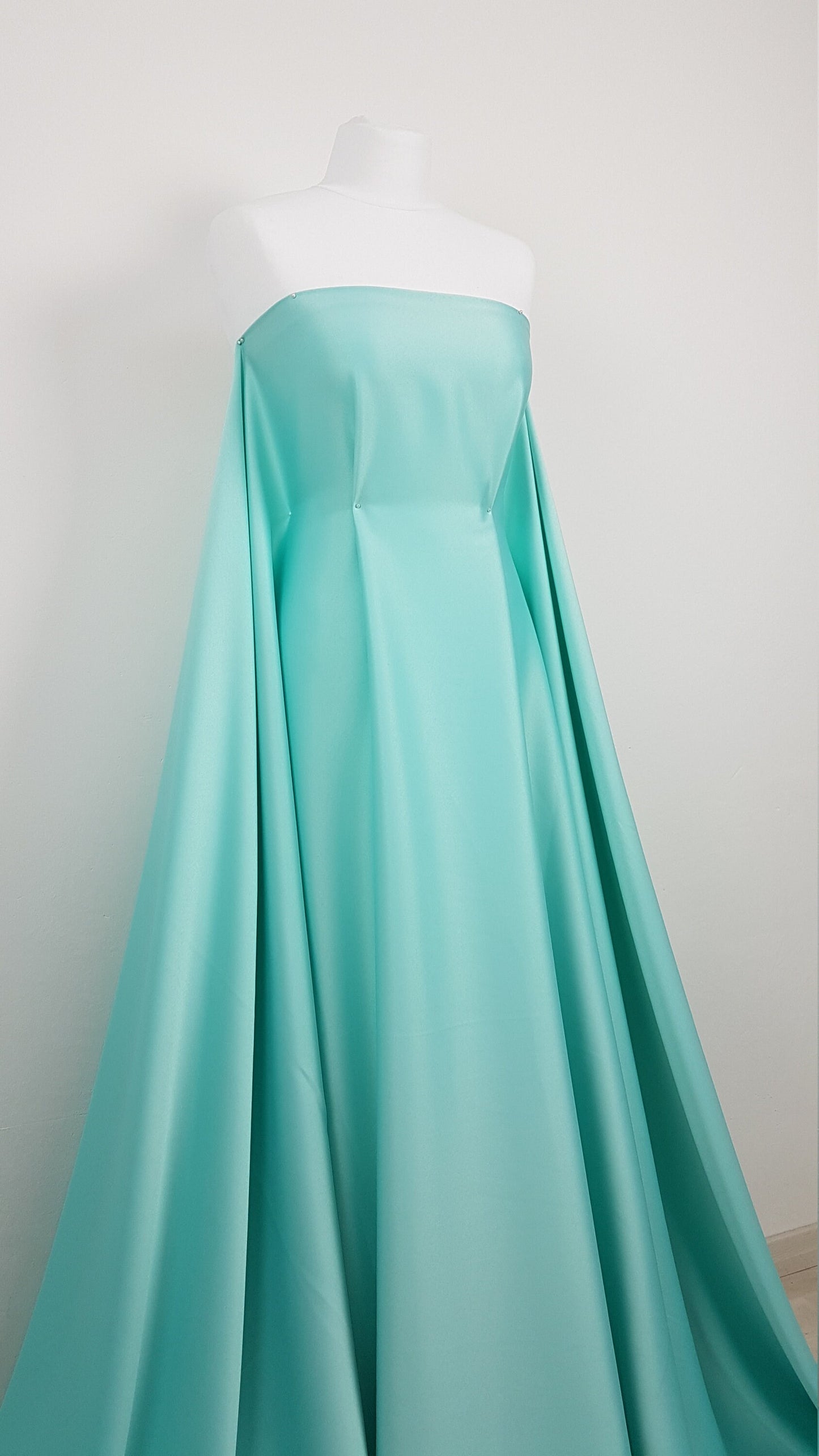 Italian Satin Fabric in beautiful white, ivory, beige-gold, mint, blue or dark green color, fabric for dresses or jumpsuits, High quality