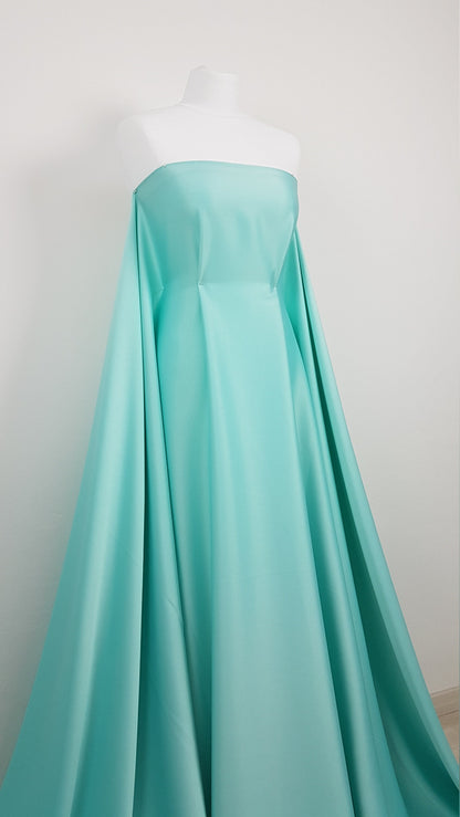 Italian Satin Fabric in beautiful white, ivory, beige-gold, mint, blue or dark green color, fabric for dresses or jumpsuits, High quality