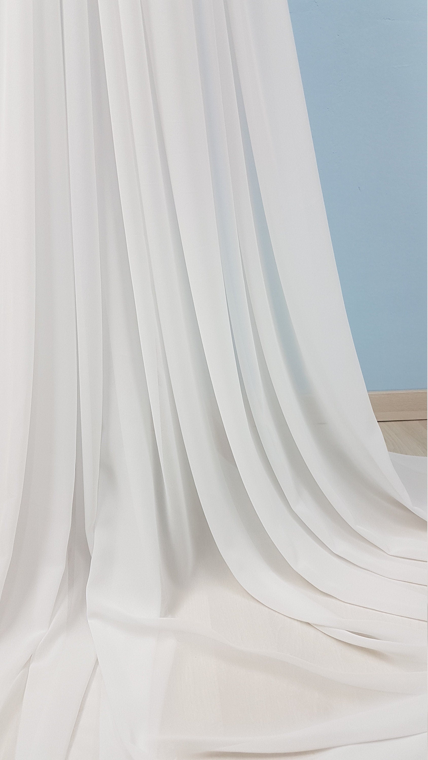 Crepe-Chiffon Fabric in white, ivory, green, red, dark red or black, soft chiffon fabric for dresses and blouses, bridal wear, evening gowns
