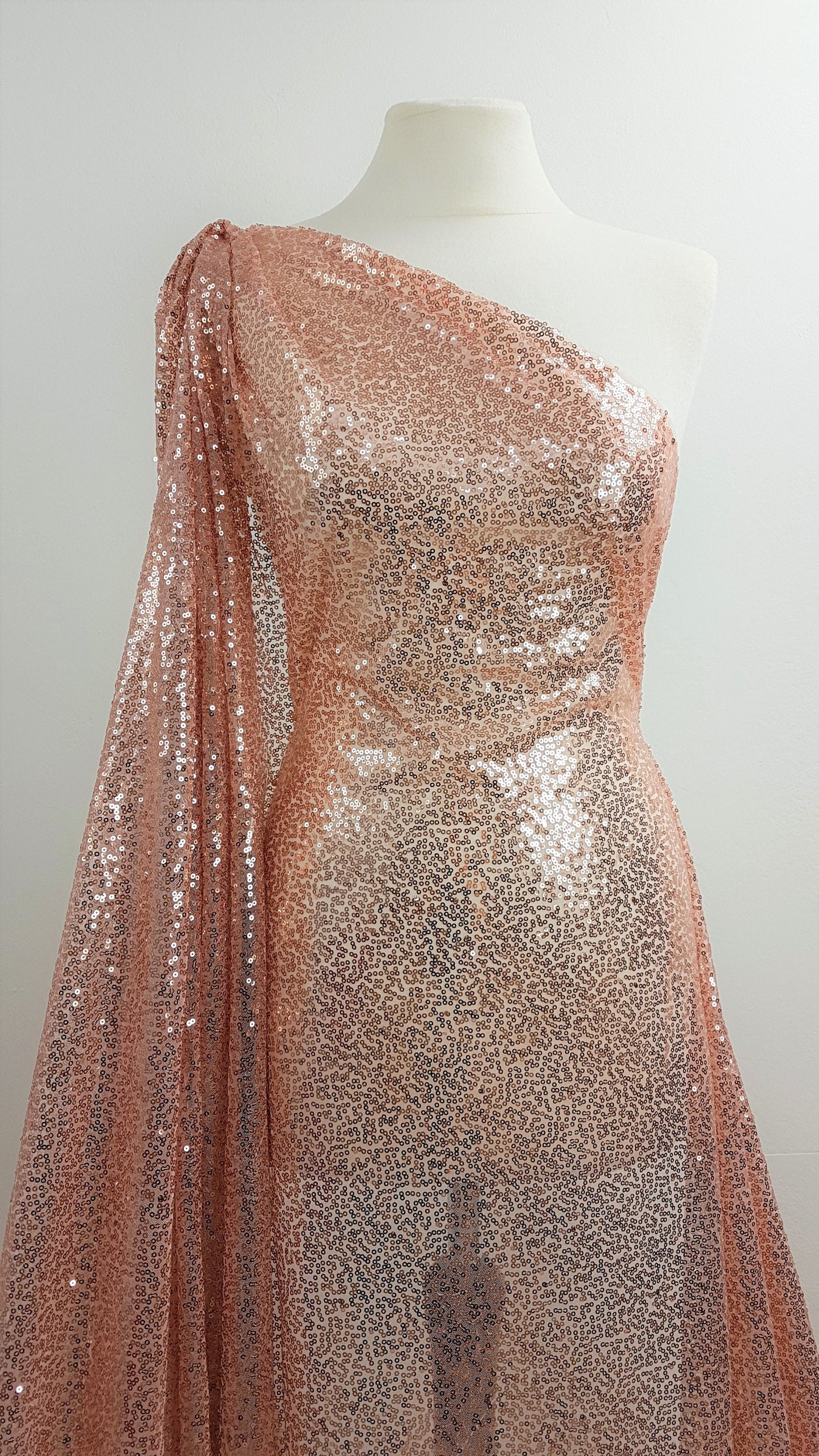 Rosegold fabric with shiny sequins, beautiful sparkling mesh fabric for wedding, engagement or parties, transparent mesh fabric LL-1166