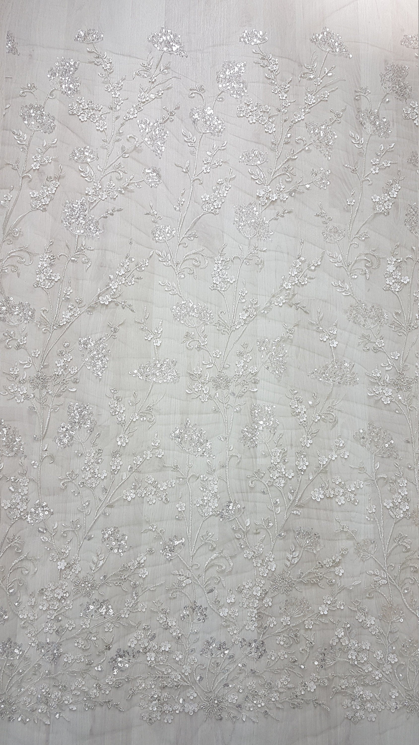 Gorgeous sparkling flower lace with beads and transparent sequins, wedding lace fabric, bridal lace, embroidery lace LL-1168