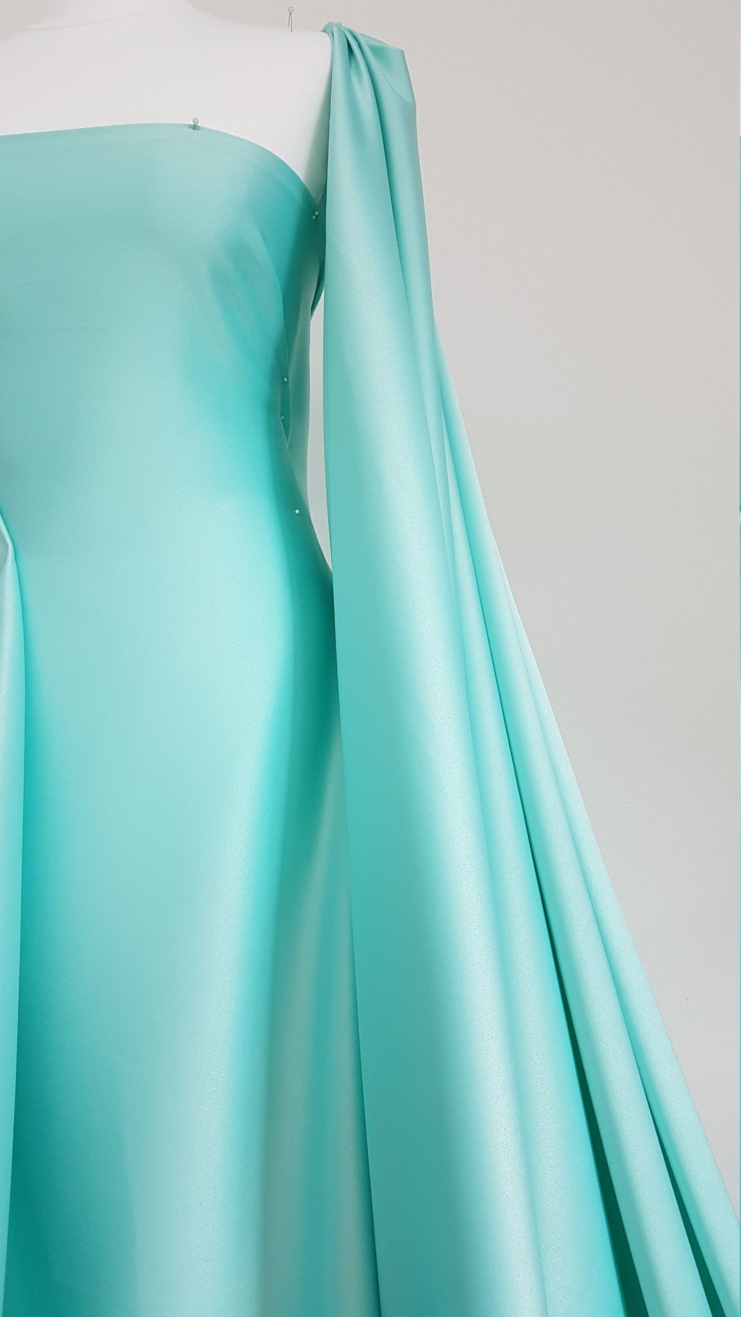 Italian Satin Fabric in beautiful white, ivory, beige-gold, mint, blue or dark green color, fabric for dresses or jumpsuits, High quality