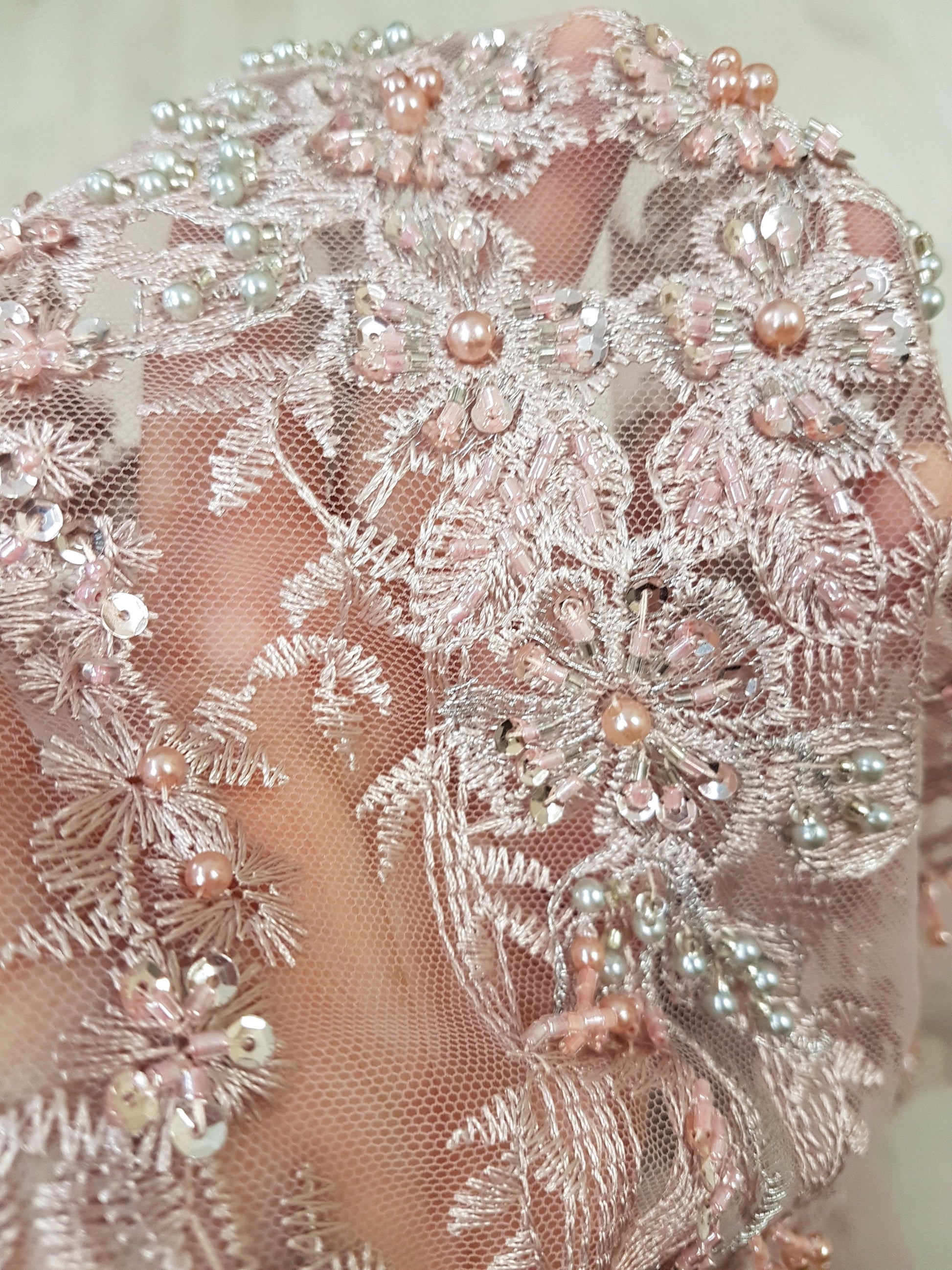 lace fabric in old rosé color