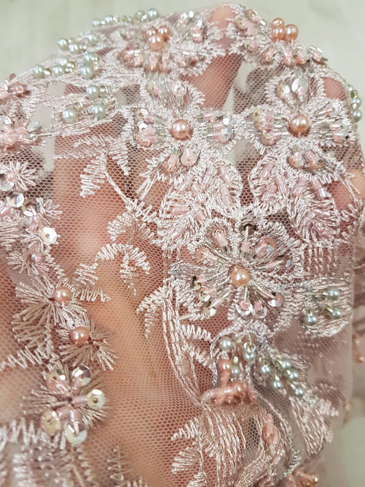 lace fabric in old rosé color
