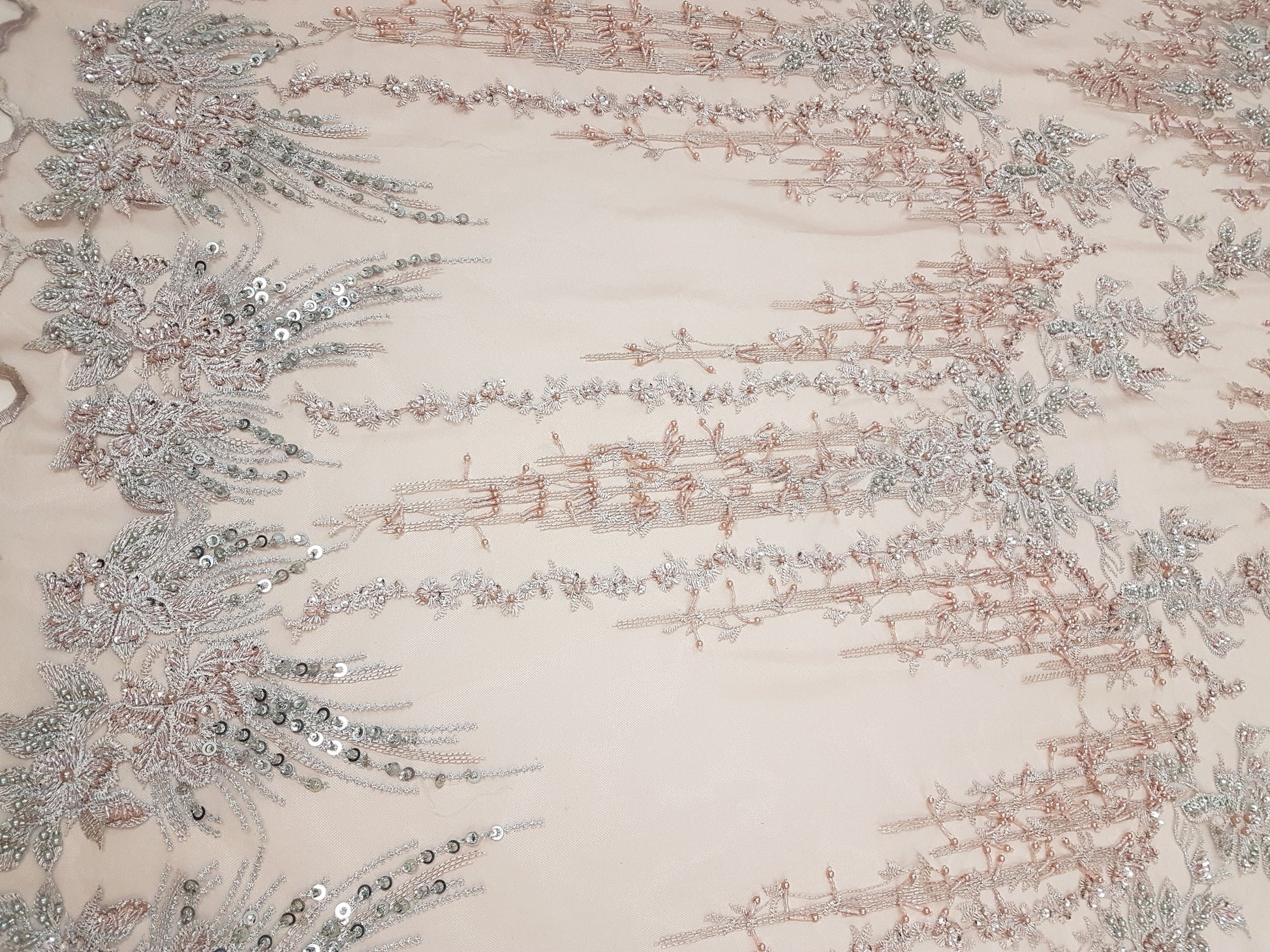 Extraordinary Design, Handbeaded Flower Lace Fabric with sequins, wedding lace fabric, bridal lace, embroidery lace fabric LL-1272
