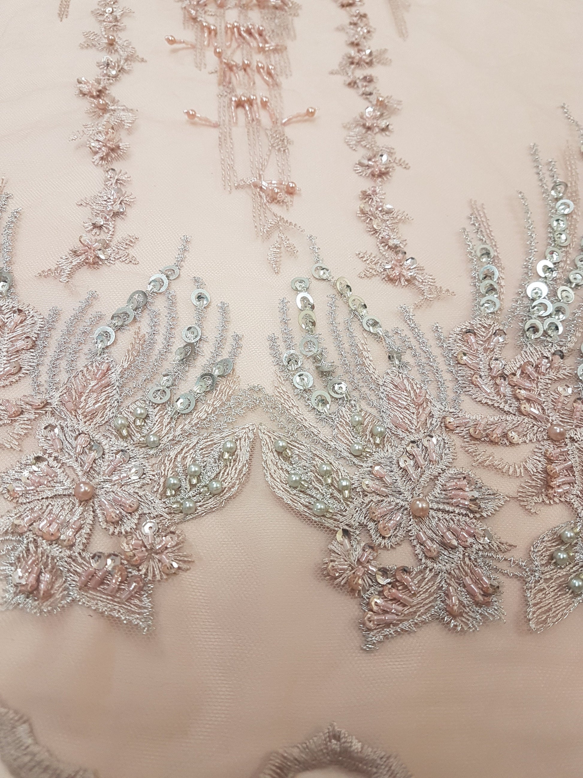 Extraordinary Design, Handbeaded Flower Lace Fabric with sequins, wedding lace fabric, bridal lace, embroidery lace fabric LL-1272