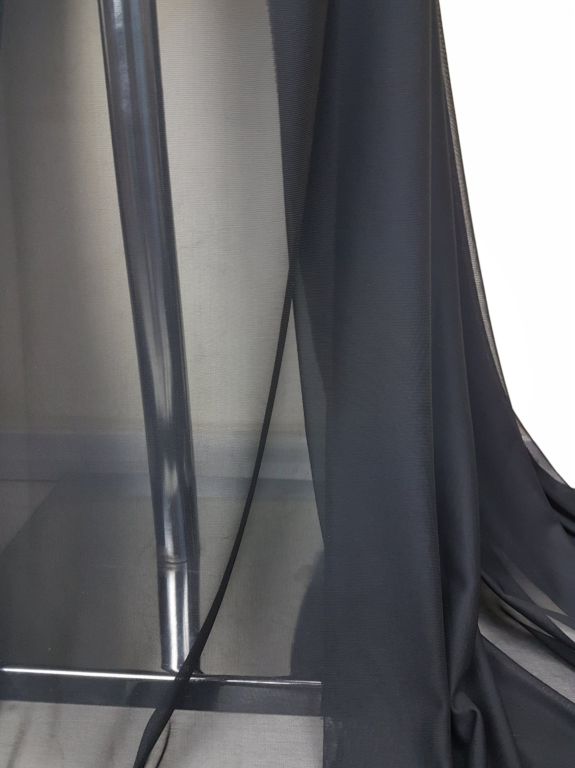 Bi-Elastischer Mesh Stoff in Schwarz, 4-Wege-Stretch für Mesheinsätze an Kleidern, Abendkleidern oder Tanzkostümen LL-1283