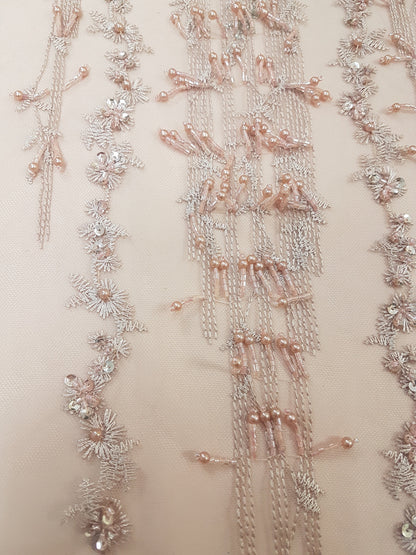 Extraordinary Design, Handbeaded Flower Lace Fabric with sequins, wedding lace fabric, bridal lace, embroidery lace fabric LL-1272