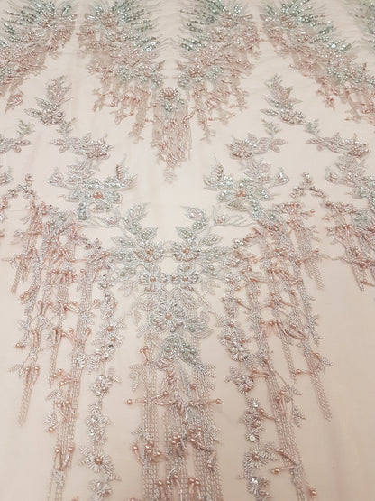 Extraordinary Design, Handbeaded Flower Lace Fabric with sequins, wedding lace fabric, bridal lace, embroidery lace fabric LL-1272