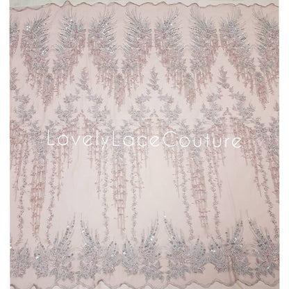 Extraordinary Design, Handbeaded Flower Lace Fabric with sequins, wedding lace fabric, bridal lace, embroidery lace fabric LL-1272