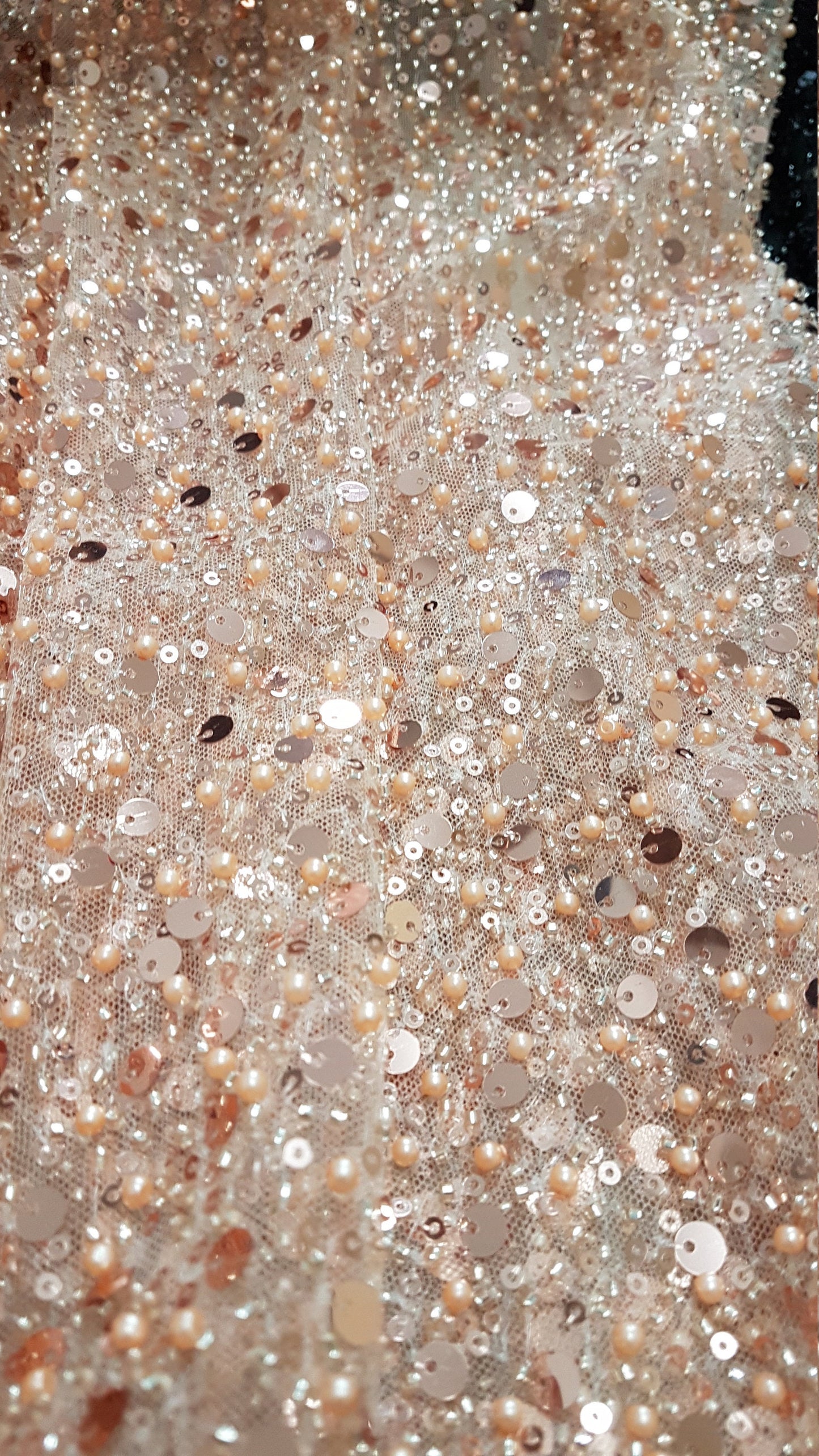 Amazing beaded bridal lace fabric with big sequins, Pallas Couture Lace Fabric, luxurious beaded wedding dress lace, designer lace LL-1297