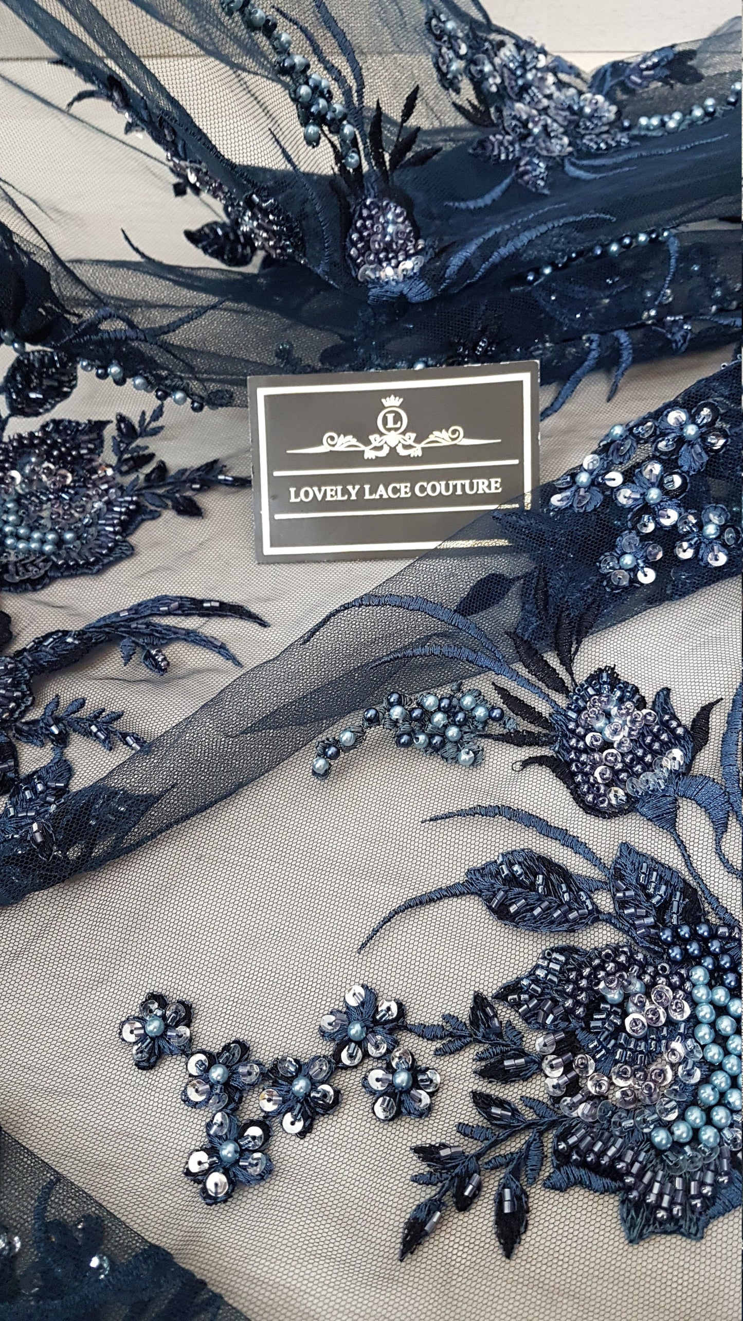 Gorgeous 3DHandbeaded Lace Fabric with Flowers, couture lace, colored bridal lace, evening dress fabric, embroidery fabric, Net lace LL-1305