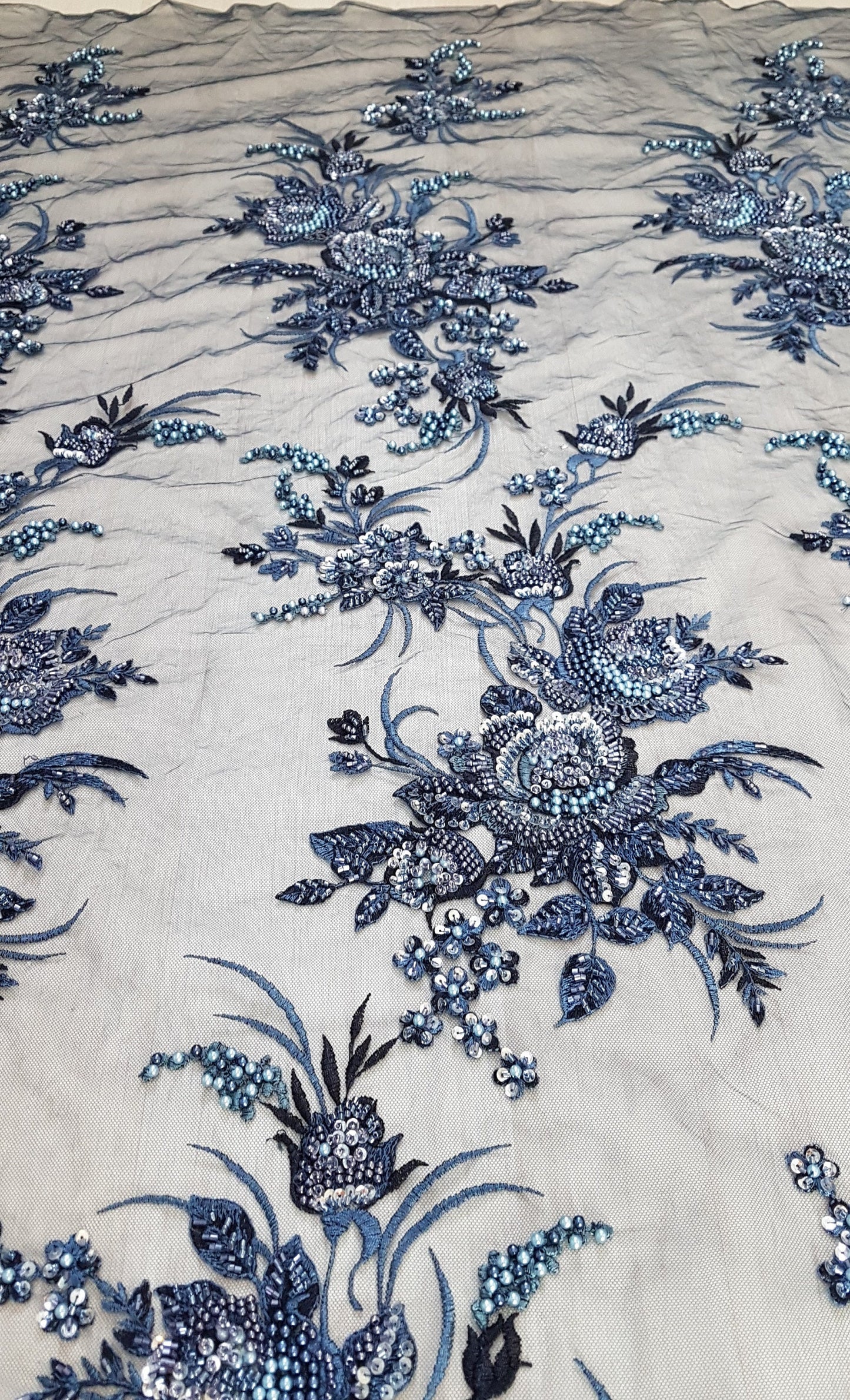 Gorgeous 3DHandbeaded Lace Fabric with Flowers, couture lace, colored bridal lace, evening dress fabric, embroidery fabric, Net lace LL-1305