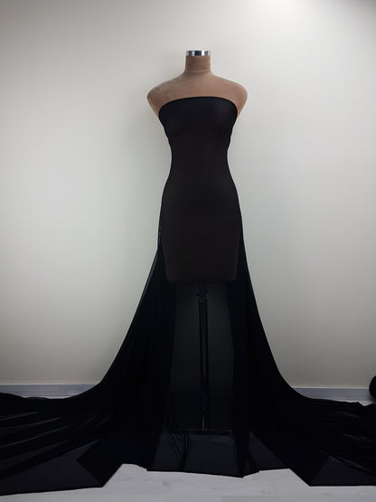 Bi-Elastischer Mesh Stoff in Schwarz, 4-Wege-Stretch für Mesheinsätze an Kleidern, Abendkleidern oder Tanzkostümen LL-1283