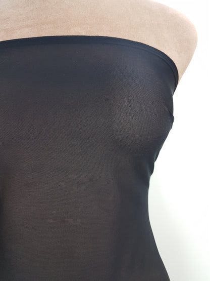 Bi-Elastischer Mesh Stoff in Schwarz, 4-Wege-Stretch für Mesheinsätze an Kleidern, Abendkleidern oder Tanzkostümen LL-1283