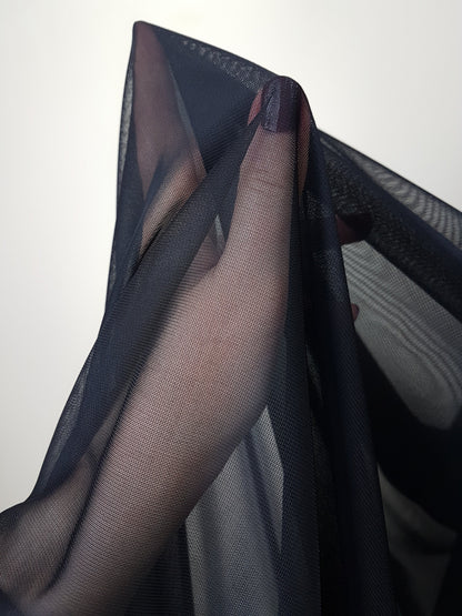 Bi-Elastischer Mesh Stoff in Schwarz, 4-Wege-Stretch für Mesheinsätze an Kleidern, Abendkleidern oder Tanzkostümen LL-1283