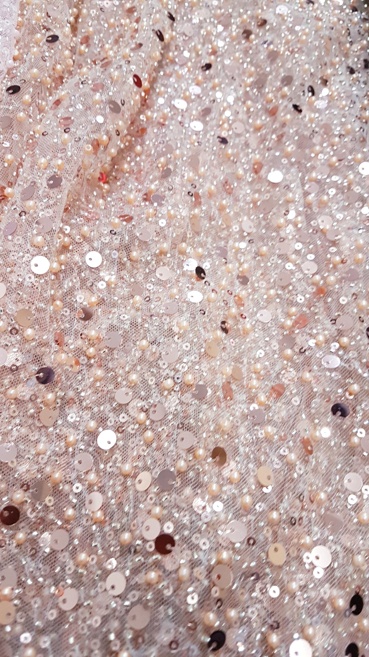 Amazing beaded bridal lace fabric with big sequins, Pallas Couture Lace Fabric, luxurious beaded wedding dress lace, designer lace LL-1297