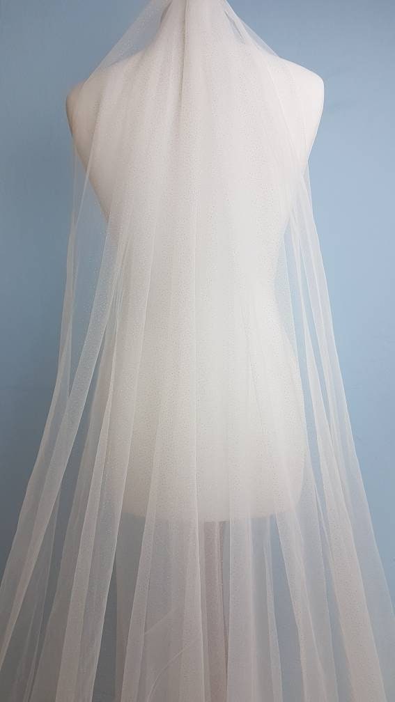 Beautiful soft glitter tulle in white, sparkling tulle for bridal veils and wedding dresses, mesh fabric, tulle fabric, veil tulle LL-1309
