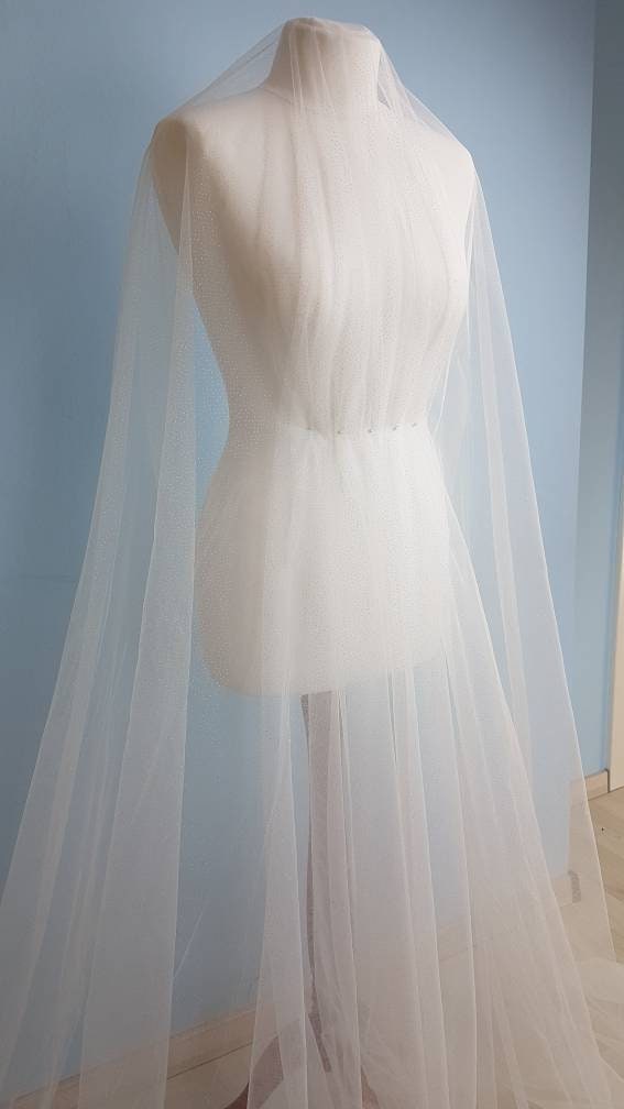 Beautiful soft glitter tulle in white, sparkling tulle for bridal veils and wedding dresses, mesh fabric, tulle fabric, veil tulle LL-1309