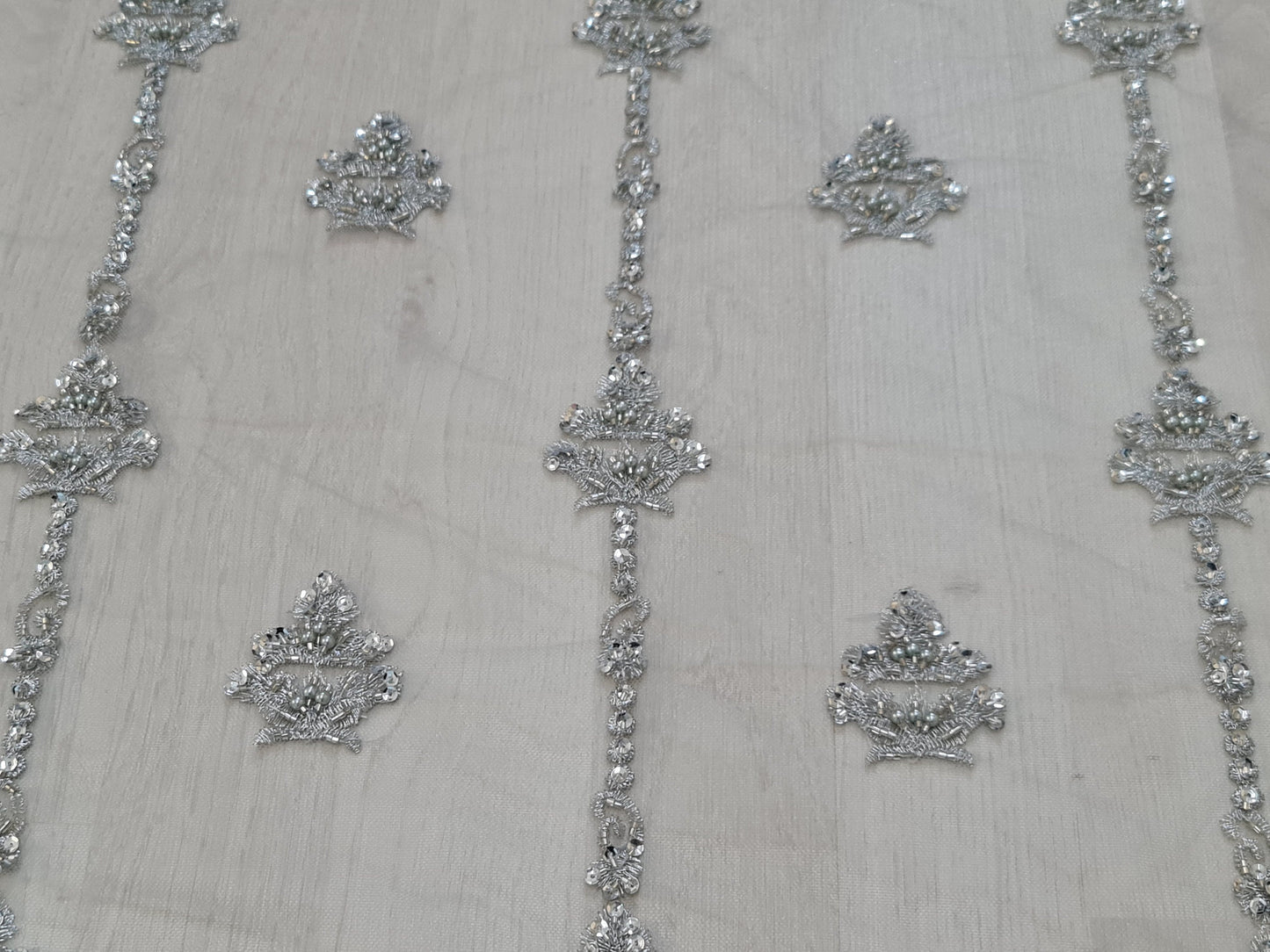 Splendid Handmade 3DLace Fabric for a Princess, beaded lace in silver color, wedding lace fabric, embroidered lace, bridal lace LL-1316