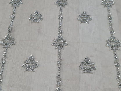 Splendid Handmade 3DLace Fabric for a Princess, beaded lace in silver color, wedding lace fabric, embroidered lace, bridal lace LL-1316