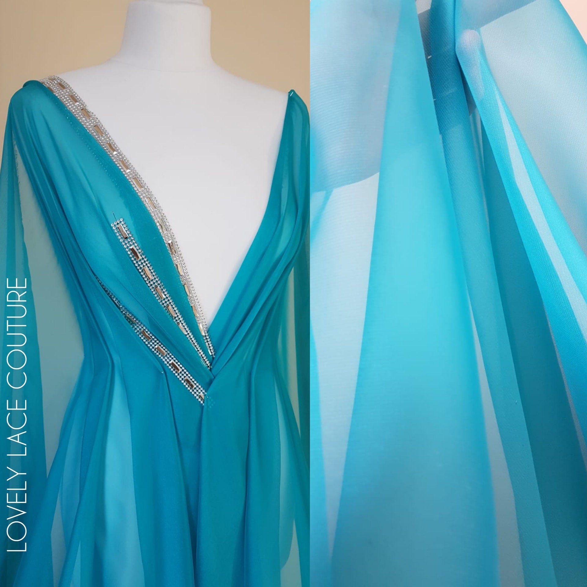 Chiffon Fabric in turquoise, mint, orange, pink, soft chiffon fabric for dresses and blouses, for bridal wear, evening gowns and much more