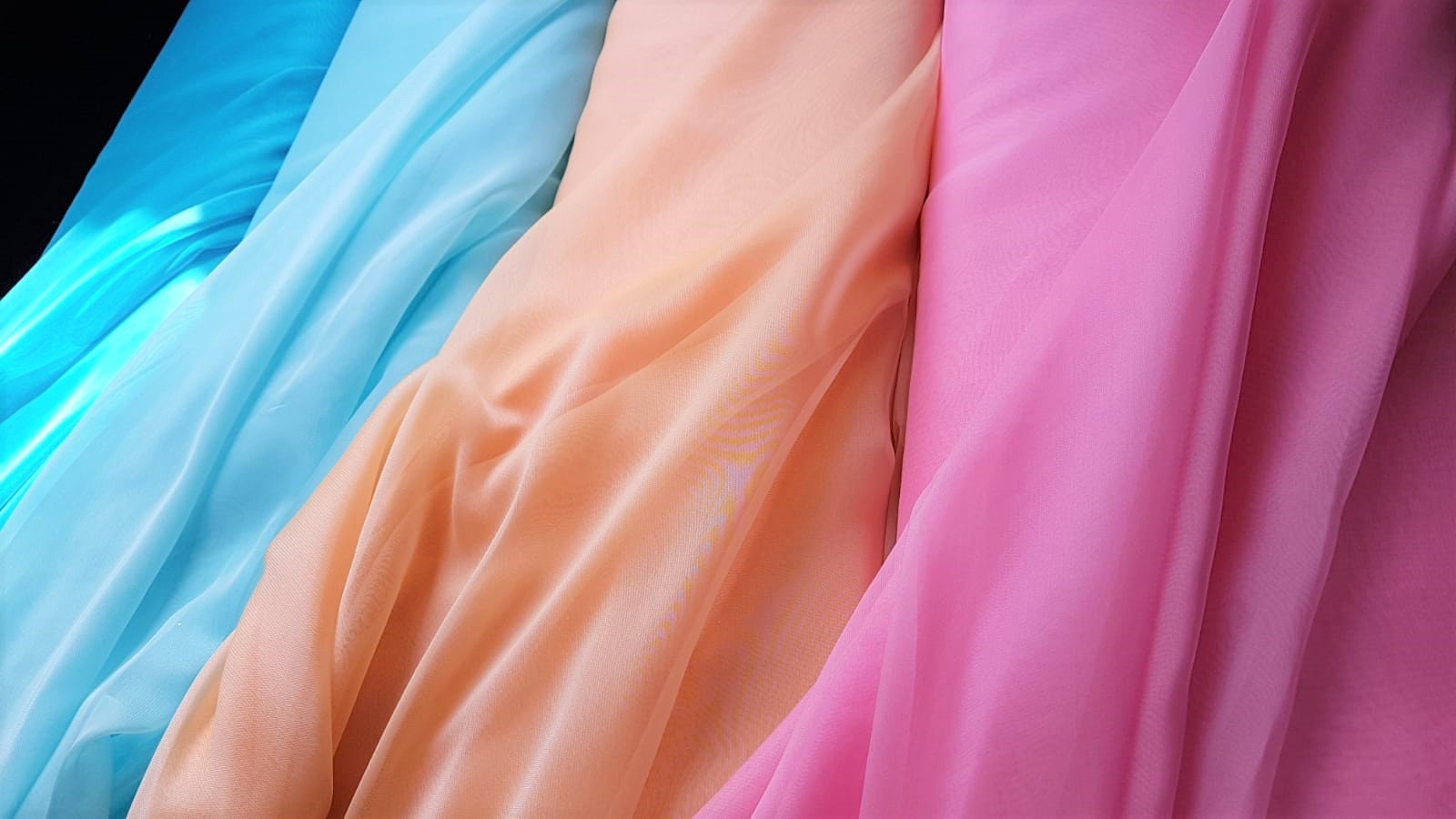 Chiffon Fabric in turquoise, mint, orange, pink, soft chiffon fabric for dresses and blouses, for bridal wear, evening gowns and much more