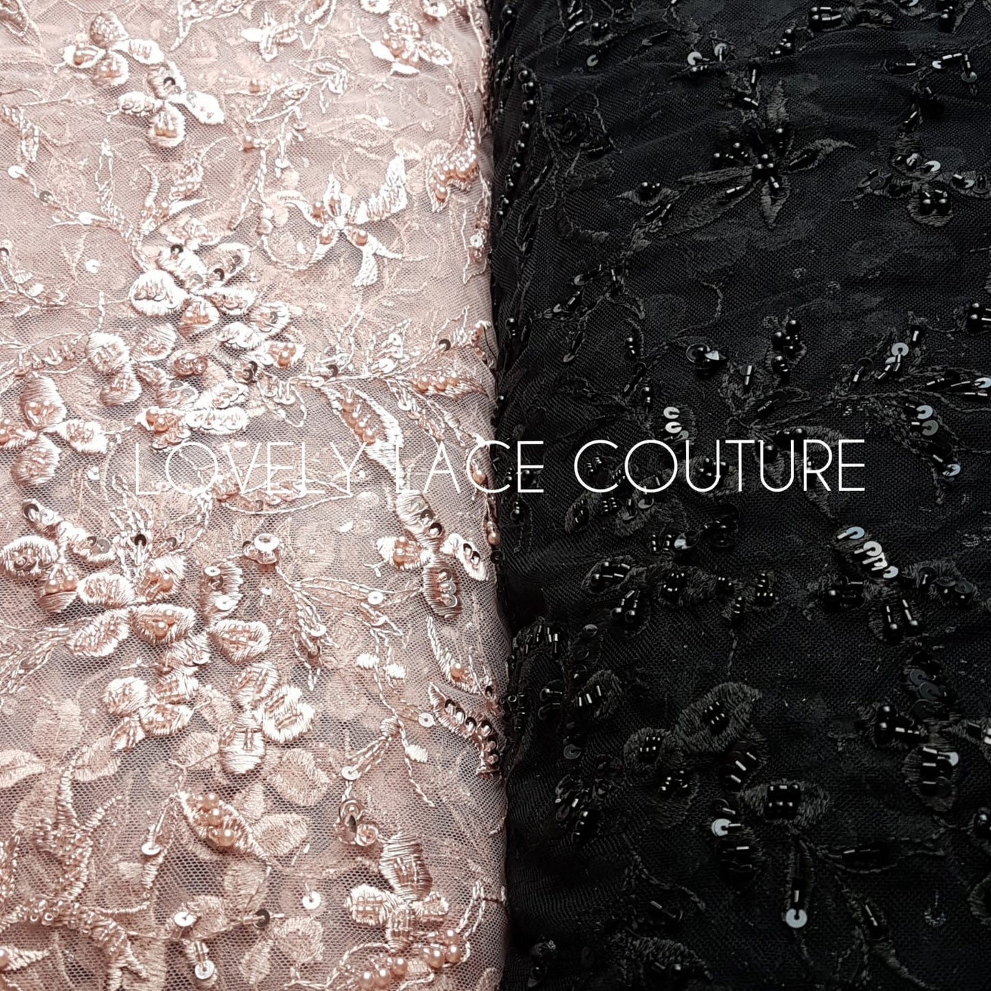 Beautiful Lace fabric with flower desgin, Colored bridal lace, Lace Fabric in lovely rosé LL-1333 or dramatic black color LL-1336