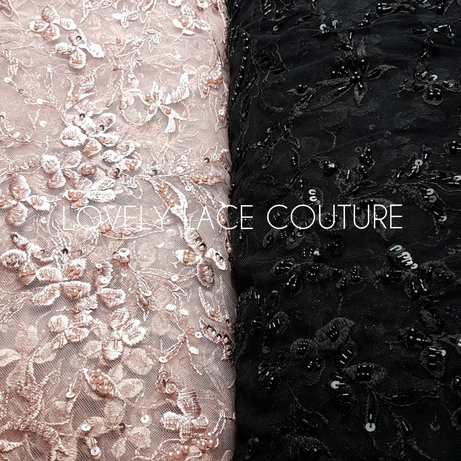 Beautiful Lace fabric with flower desgin, Colored bridal lace, Lace Fabric in lovely rosé LL-1333 or dramatic black color LL-1336