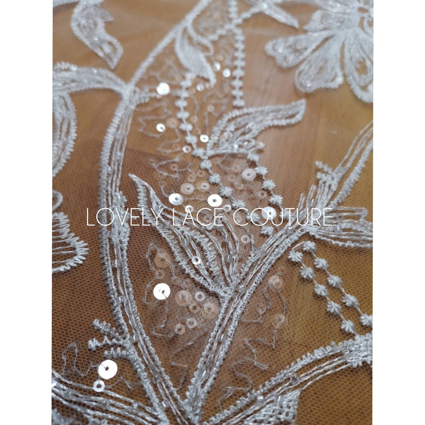 Gorgeous Lace Fabric in white with sequins, Floral Lace, wedding lace fabric, bridal lace fabric, embroidery lace, sparkling lace LL-1102