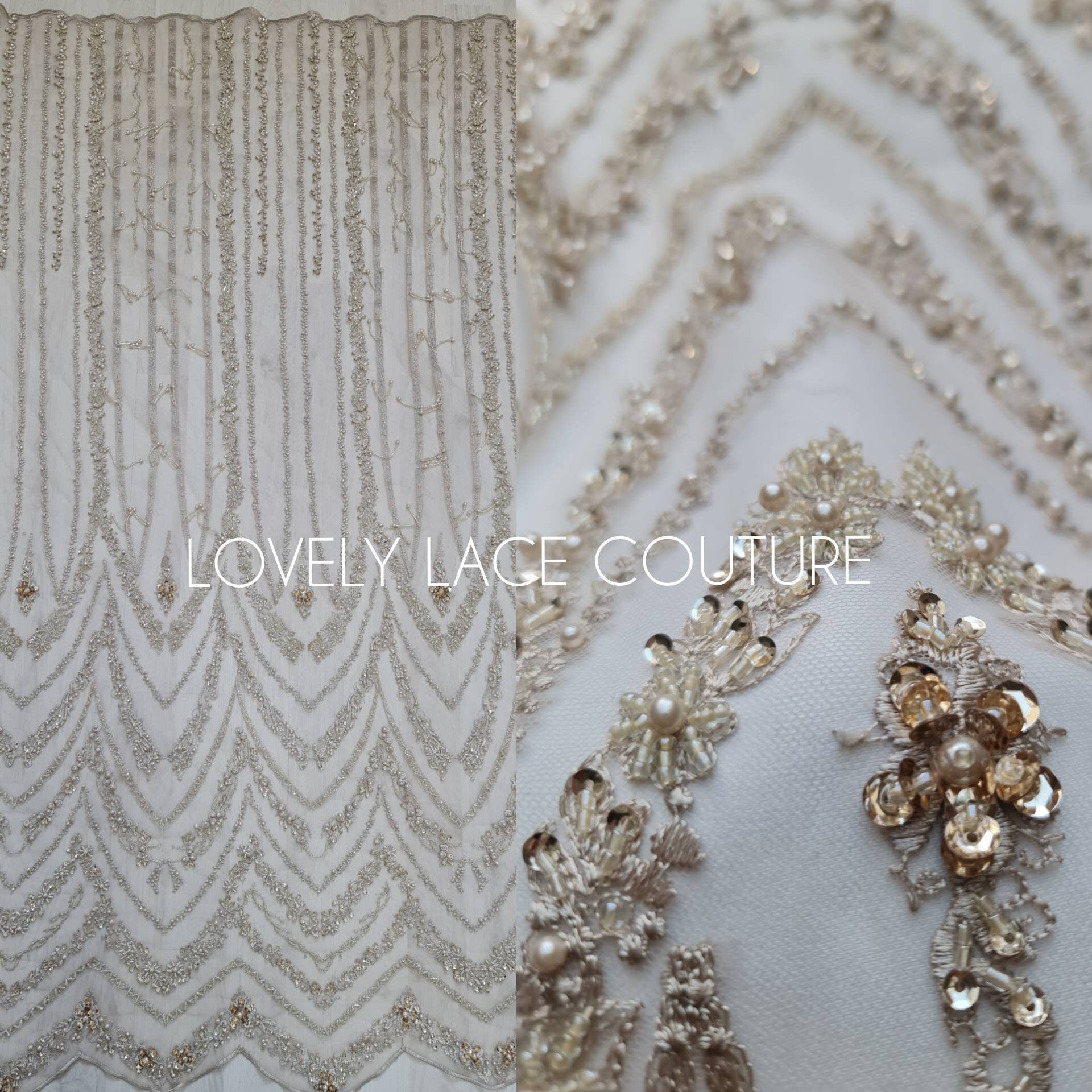 Marvellous 3D - Lace fabric with abstract desgin, Colored bridal lace, Wedding Lace Fabric, Embroidered lace in beautiful gold or rosé color
