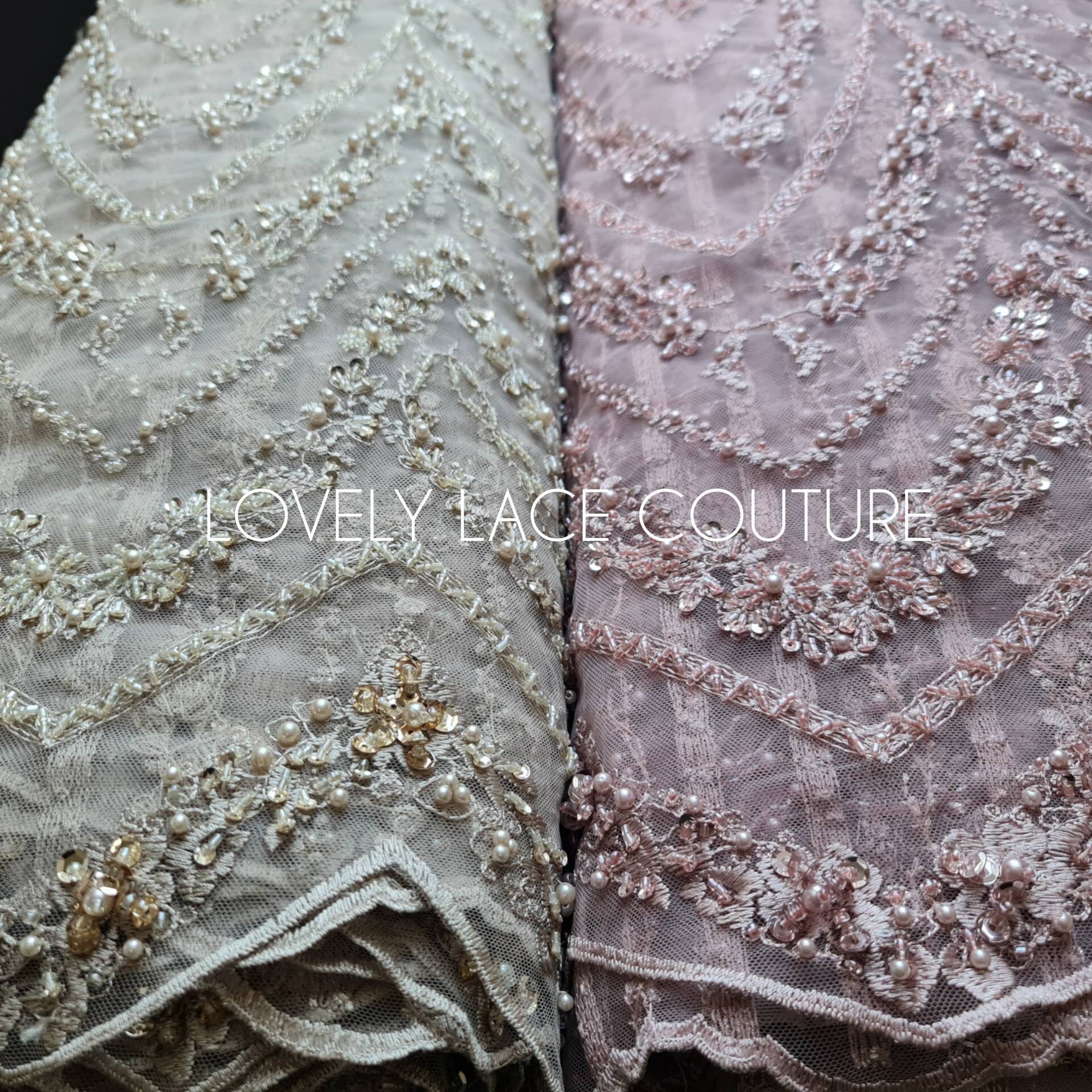 Marvellous 3D - Lace fabric with abstract desgin, Colored bridal lace, Wedding Lace Fabric, Embroidered lace in beautiful gold or rosé color