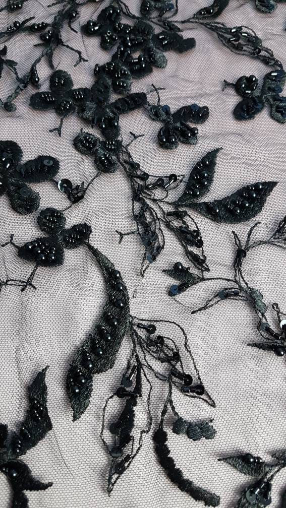 Beautiful Lace fabric with flower desgin, Colored bridal lace, Lace Fabric in lovely rosé LL-1333 or dramatic black color LL-1336