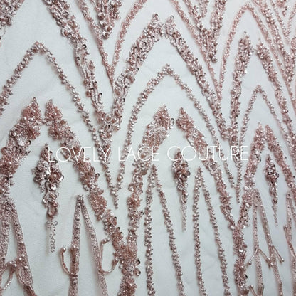 Marvellous 3D - Lace fabric with abstract desgin, Colored bridal lace, Wedding Lace Fabric, Embroidered lace in beautiful gold or rosé color