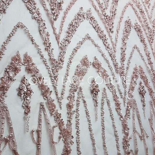 Marvellous 3D - Lace fabric with abstract desgin, Colored bridal lace, Wedding Lace Fabric, Embroidered lace in beautiful gold or rosé color